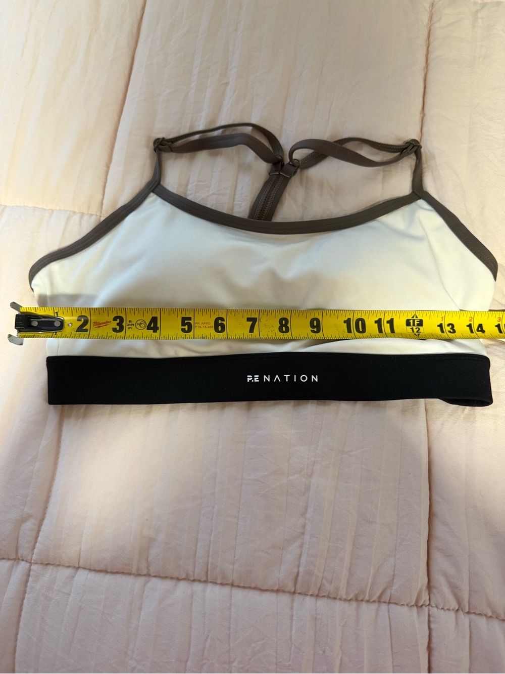 P.E NATION Cream, Black and Brown Sports Bralette